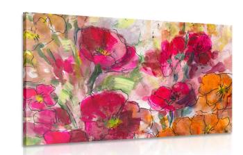 Obraz malowana martwa natura kwiatowa - 120x80