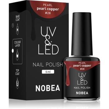 NOBEA UV & LED Nail Polish zelowy lakier do paznokcji z UV / przy użyciu lampy LED błyszczący odcień Pearl copper #28 6 ml