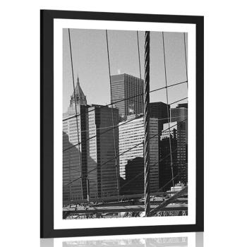 Plakat z passe-partout Manhattan w czerni i bieli - 40x60 silver