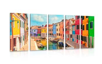 5-częściowy obraz pastelowe domy w mieście - 200x100
