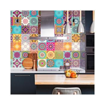 Zestaw 30 naklejek ściennych Ambiance Wall Stickers Tiles Azulejos Mariska, 10x10 cm