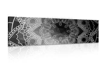 Obraz czarno-biała Mandala - 150x50