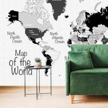 Tapeta stylowa czarno-biała mapa - 150x100