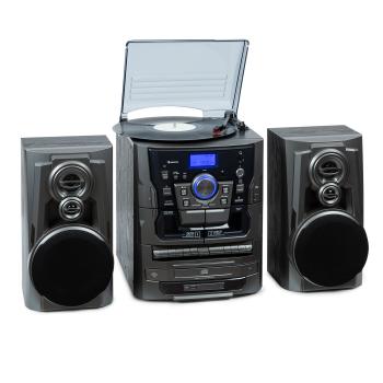 Auna 388 Franklin DAB+, wieża stereo, gramofon, potrójny odtwarzacz CD, Bluetooth, magnetofon kasetowy, AUX, port USB