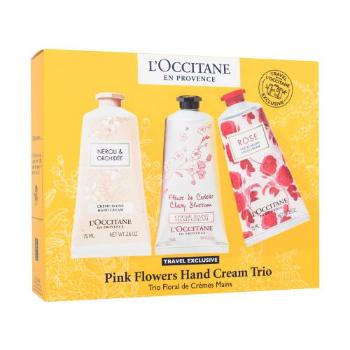 L'Occitane Pink Flowers Hand Cream Trio zestaw Krem do rąk 75 ml + krem do rąk 75 ml + krem do rąk 75 ml dla kobiet