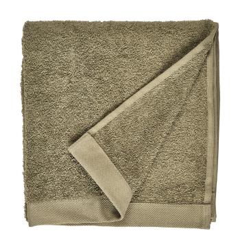 Oliwkowy ręcznik z bawełny frotte Södahl Organic, 100x50 cm