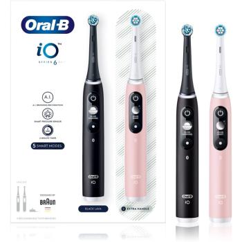 Oral B iO Series 6 Duo Black inteligenta szczoteczka oczyszczająca do zębów Black & Pink Sand
