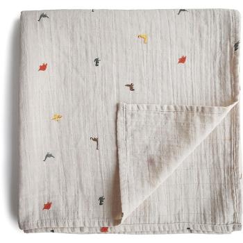 Mushie Muslin Swaddle Blanket Organic Cotton becik Dinosaurs 120cm x 120cm 1 szt.