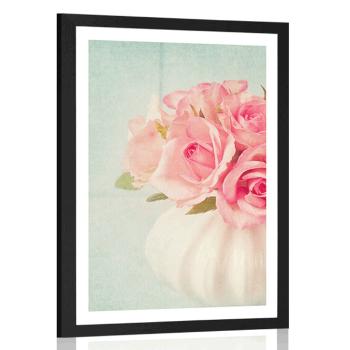 Plakat z passe-partout róże w wazonie - 30x45 silver
