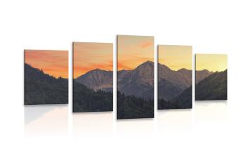 5-częściowy obraz zachód słońca w górach - 100x50