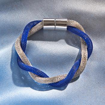 Bransoletka - niebiesko-srebrna - Rozmiar dł. 20 cm