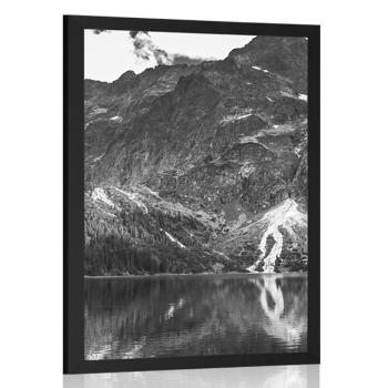 Plakat Morskie oko w Tatrach w czerni i bieli