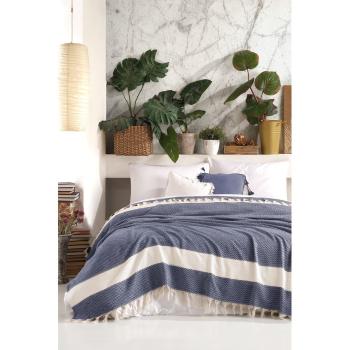 Ciemnoniebieska bawełniana narzuta na łóżko Viaden Şeritli, 200x230 cm