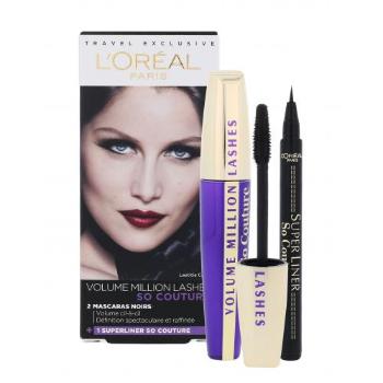 L'Oréal Paris Volume Million Lashes So Couture zestaw Tusz do rzęs 2 x 9,5 ml + Eyeliner Super Liner So Couture Waterproof 1,2 g Black W Black