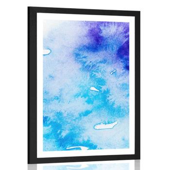 Plakat z passe-partout niebiesko-fioletowa sztuka abstrakcyjna - 40x60 black