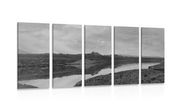 5-częściowy obraz czarno-biały krajobraz - 100x50
