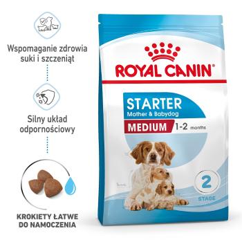 ROYAL CANIN Medium Starter Mother&amp;Babydog 15 kg karma sucha dla suk w ciąży, w okresie laktacji i szczeniąt, od 4 do 8 tygodnia życia, ras średnic