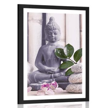 Plakat z passe-partout wellness Budha - 60x90 black