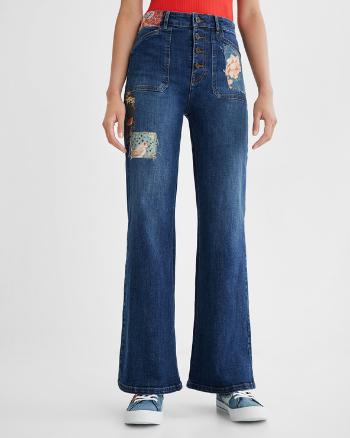 Desigual Patch Jeans Niebieski