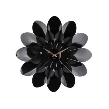 Czarny zegar ścienny Karlsson Flower, ø 60 cm