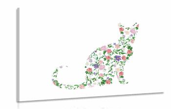 Obraz kot z kwiatów - 120x80