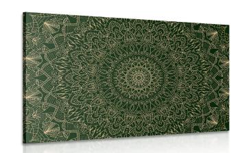 Obraz szczegółowa dekoracyjna Mandala w kolorze zielonym - 90x60