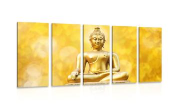 5-częściowy obraz złoty posąg Buddy - 200x100