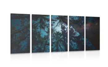 5 części obraz noc w lesie - 100x50