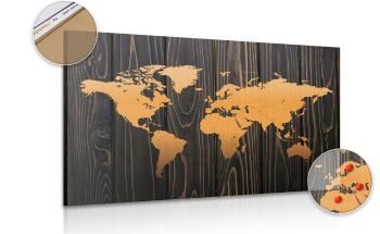 Obraz na korku orange map on wood - 90x60  wooden
