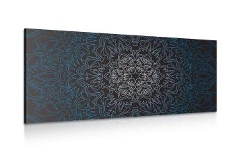 Obraz Mandala ornamentalna na czarnym tle - 100x50