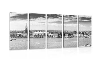 5-częściowy obraz widok Wenecji w wersji czarno-białej - 100x50