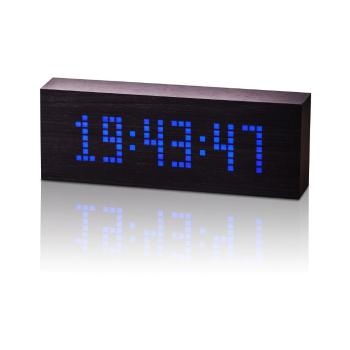Czarny budzik z niebieskim wyświetlaczem LED Gingko Message Click Clock
