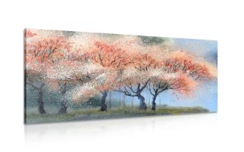 Obraz akwarelowe kwitnące drzewa - 120x60