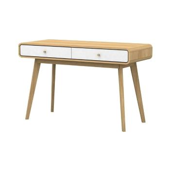 Biało-brązowe biurko z drewna Støraa Cleo