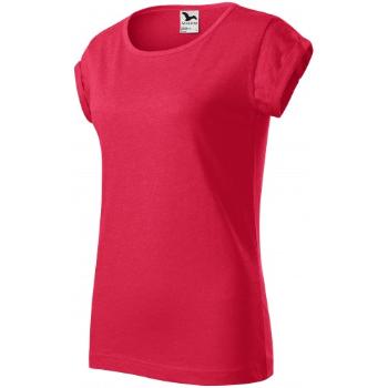 Koszulka damska z podwiniętymi rękawami, czerwony marmur, M