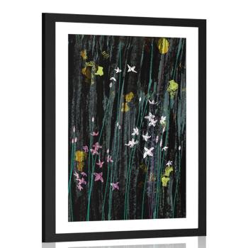 Plakat passepartout magiczne kwiaty - 60x90 black