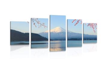 5-częściowy obraz widok z jeziora na Fuji