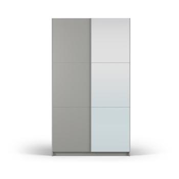 Szara szafa z lustrem i drzwiami przesuwnymi 122x215 cm Lisburn – Cosmopolitan Design