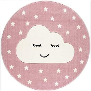 LIVONE Dywan dziecięcy Kids Love Rugs Smiley Cloud okrągły 133 cm, kolor różowy/biały