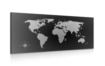 Obraz mapa świata w odcieniach szarości - 120x60
