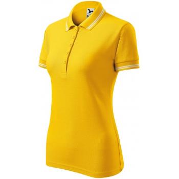 Kontrastowa koszulka polo damska, żółty, 2XL