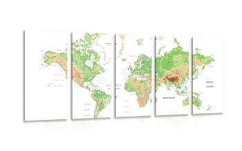 Obraz klasyczna mapa świata z białym tłem - 200x100
