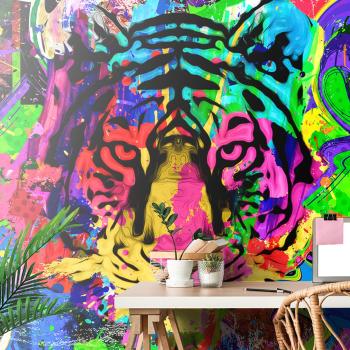 Samoprzylepna tapeta kolorowa głowa tygrysa - 225x150