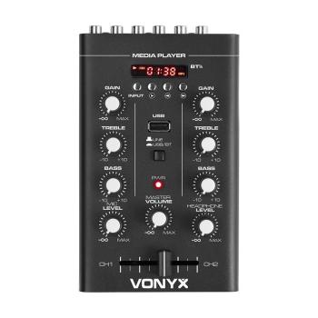 Vonyx STM500BT mikser DJ 2-kanałowy Bluetooth odtwarzacz MP3 port USB czarny