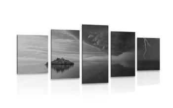 5-częściowy obraz spokój przed burzą w wersji czarno-białej - 100x50