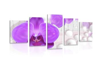 5-częściowy obraz orchidea na abstrakcyjnym tle - 100x50