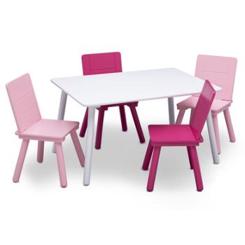 Delta Children Stół i zestaw krzeseł biały/różowy