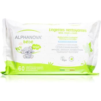 Alphanova Baby Bio ekstra delikatkne, nawilżające chusteczki oczyszczające dla dzieci od urodzenia 60 szt.