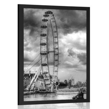 Plakat wyjątkowy Londyn i Tamiza w czerni i bieli - 60x90 silver