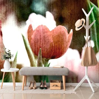 Samoprzylepna tapeta tulipanowa łąka w stylu retro - 450x300